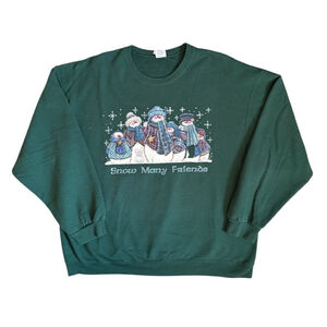 Vintage Y2K Snow Many Friends Mindy Cain Holiday Sweatshirt 2X | 1999 Winter